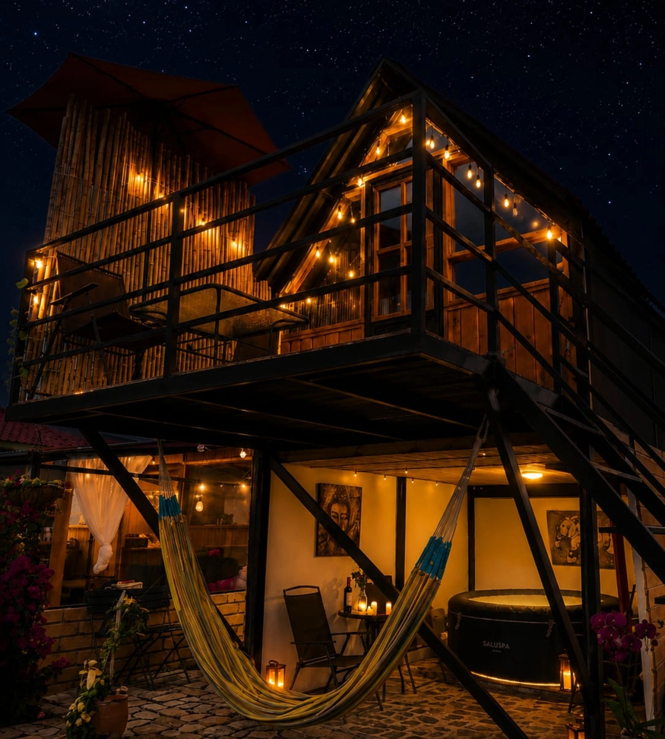 Cabaña Camino de Luna bajo las estrellas